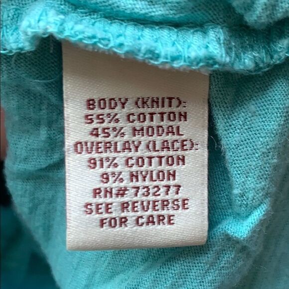 MUDD Crop Top Racer Back Solid Blue Lace Cotton Blend Sleeveless Blouse size L - Picture 3 of 7